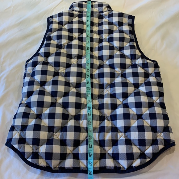J. Crew Down Buffalo Check Puffer Vest Navy/White Medium EUC Reposhed - Picture 11 of 16